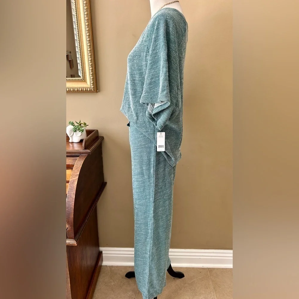 Honeydew Lounge Lover Top Wide Leg Pants Set Laurel Green Knit Size M NWT